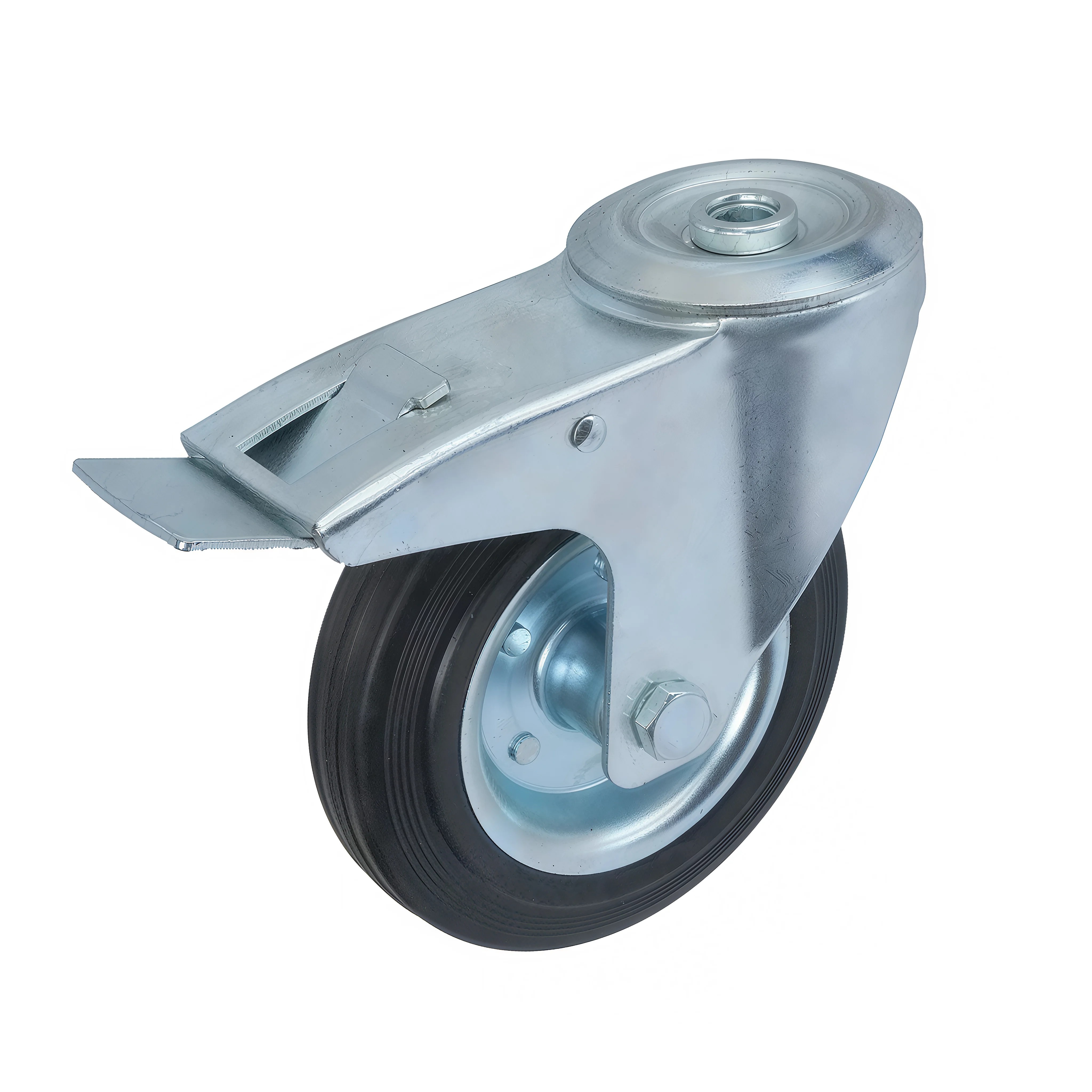 SChb 63 - Промышленное колесо 160 мм (под болт 16 мм, поворотн., тормоз, черн. рез., роликоподш.)